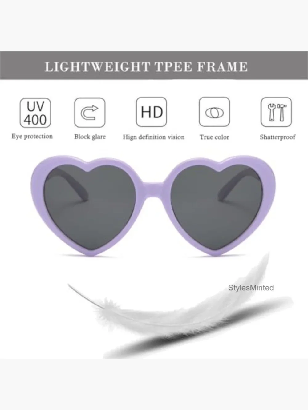 Kids Heart Polarized Sunglasses UV400 Protection for 3-12yr
